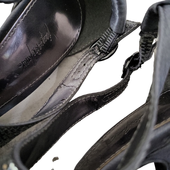 *sold* Jacqueline Ferrar Women's Silver Sparkle Open Toe Heels Sandals Size 6.5M - Picture 7 of 10